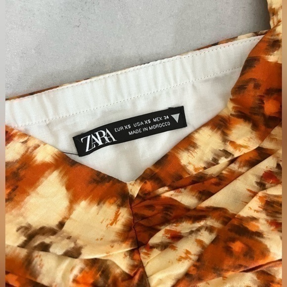 3/$30 _ ZARA | orange brown sweetheart  floral geometric retro crop top - small - Picture 7 of 9